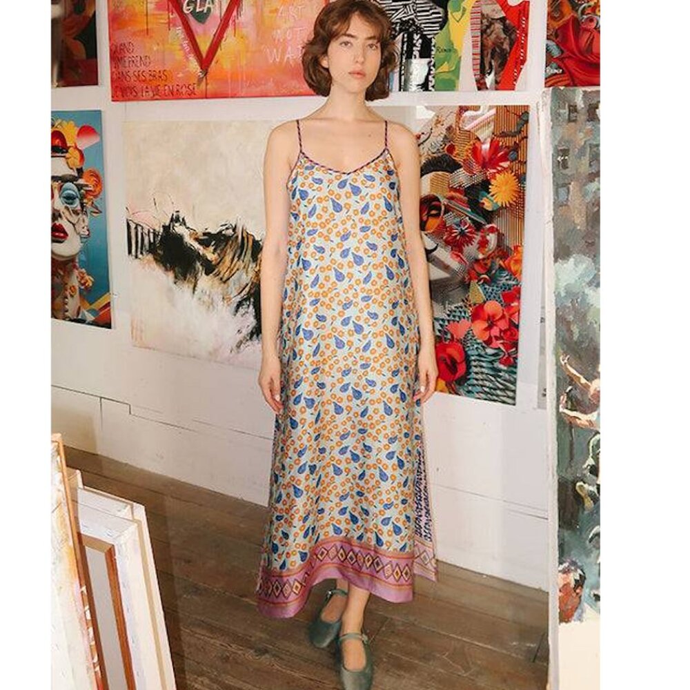 ME369 Olivia Camisole Dress Printed Midi Slip Dress NWT - Size Small